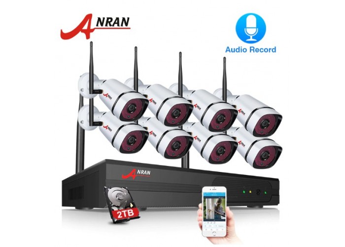 Комплект WiFi видеонаблюдения Anran 8сh 1080P (K08W2-S360)