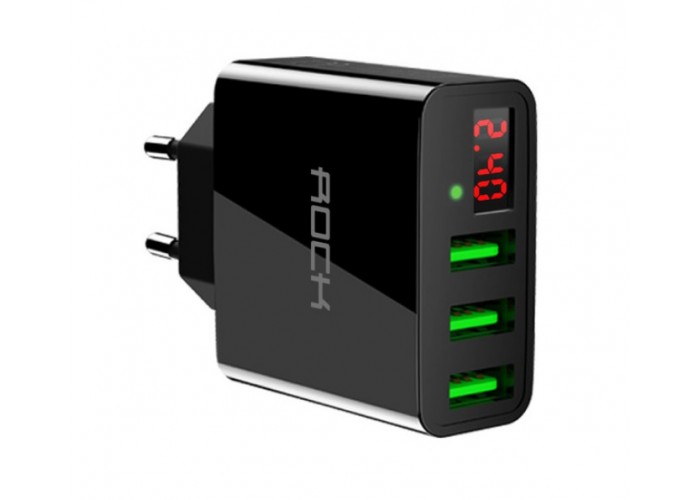 USB адаптер живлення ROCK 5V / 3A (3-ри портовий)